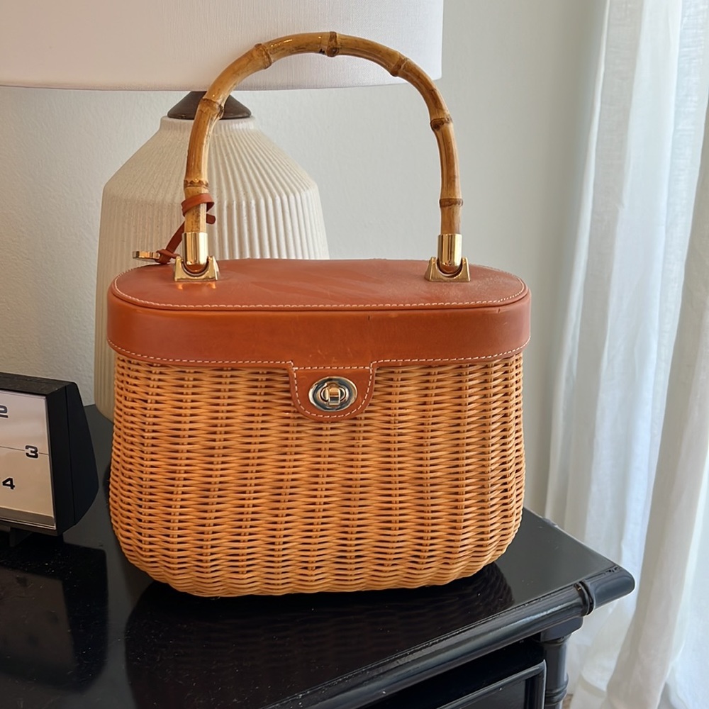 J. McLaughlin Ava Wicker Sachel with Bamboo Handle
